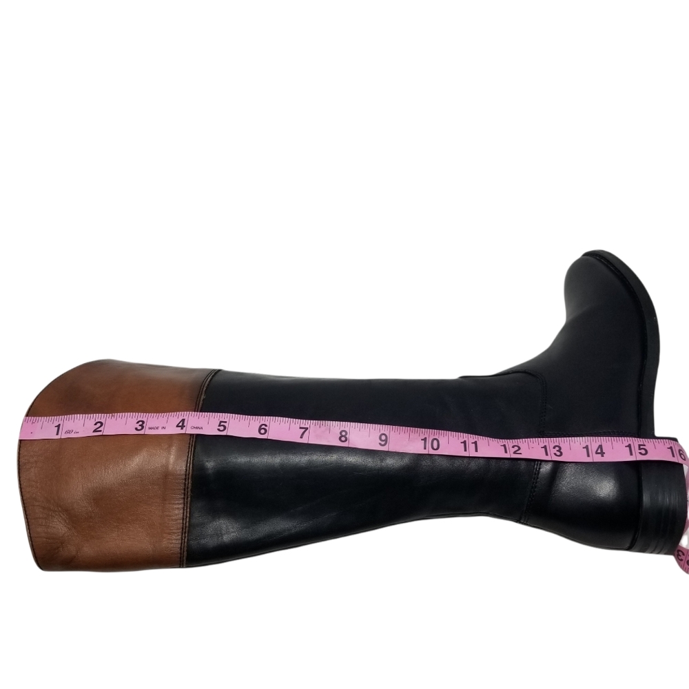 Aldo Leather Brown Black Block Riding Boots - Picture 13 of 14